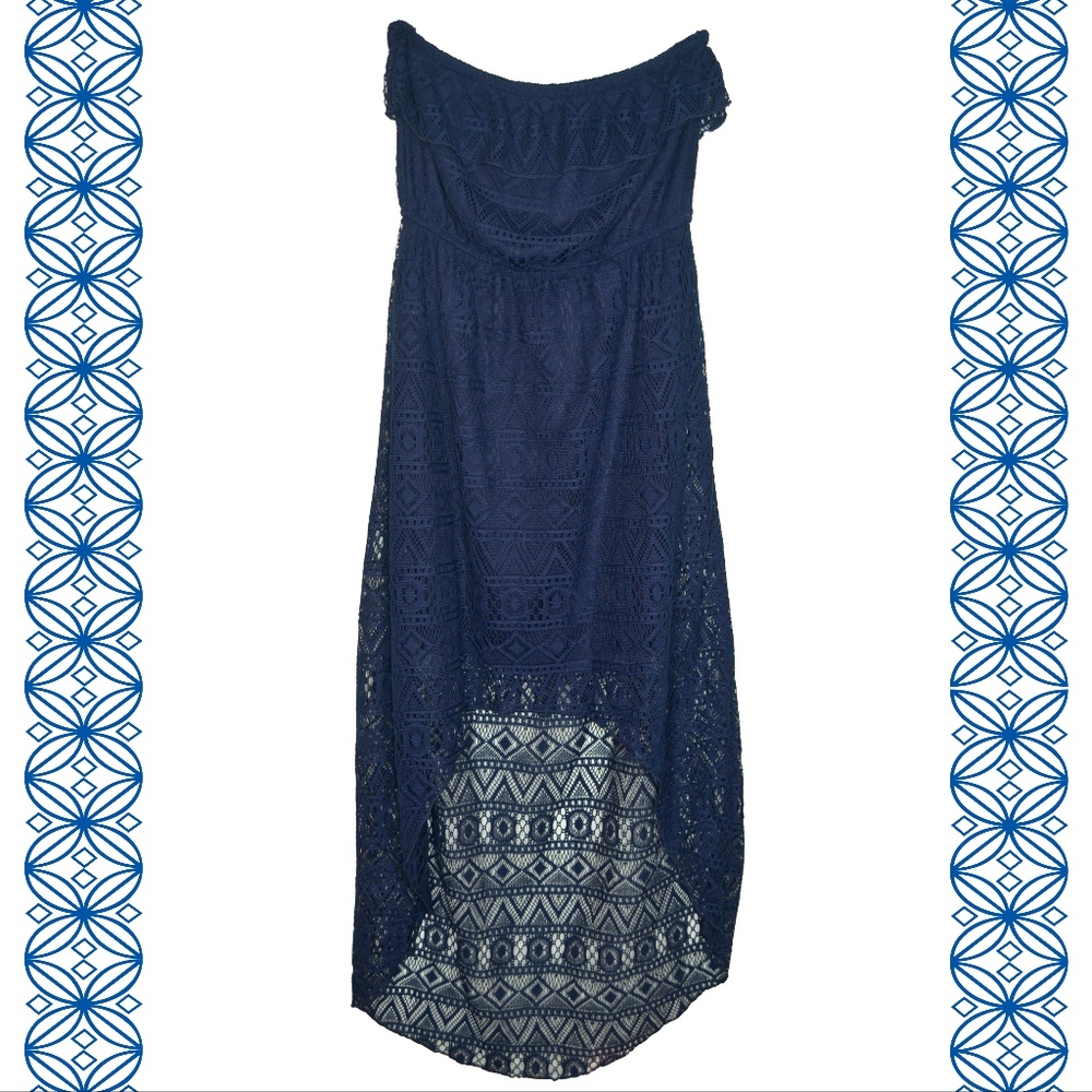 High Low Dress Navy Blue strapless